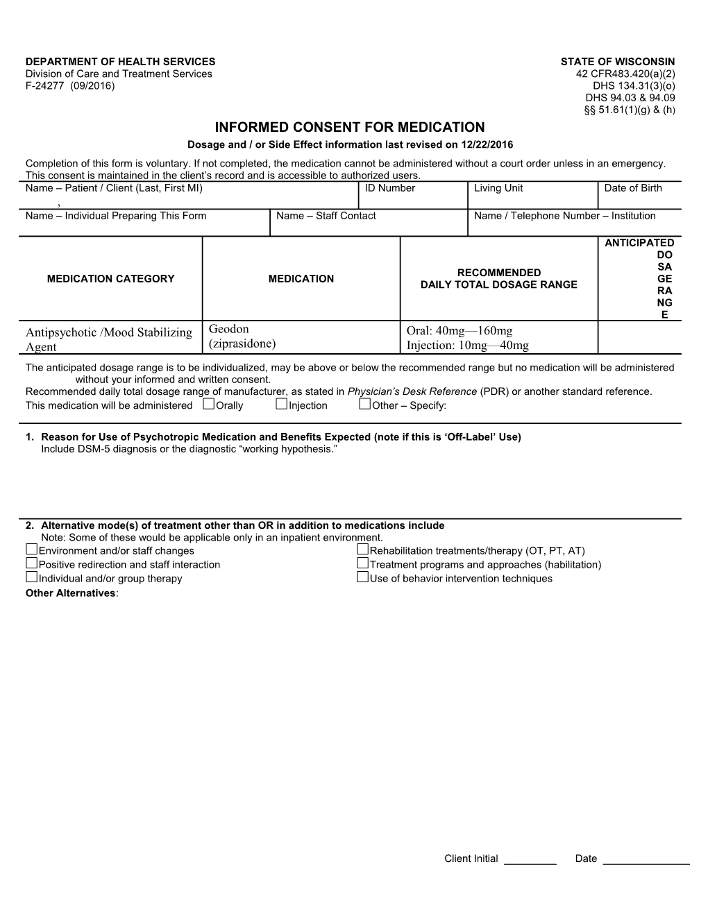 Informed Consent for Medication