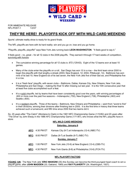 They're Here! Playoffs Kick Off with Wild Card Weekend