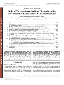 Role of Voltage-Gated Sodium Channels in the Mechanism of Ether-Induced Unconsciousness