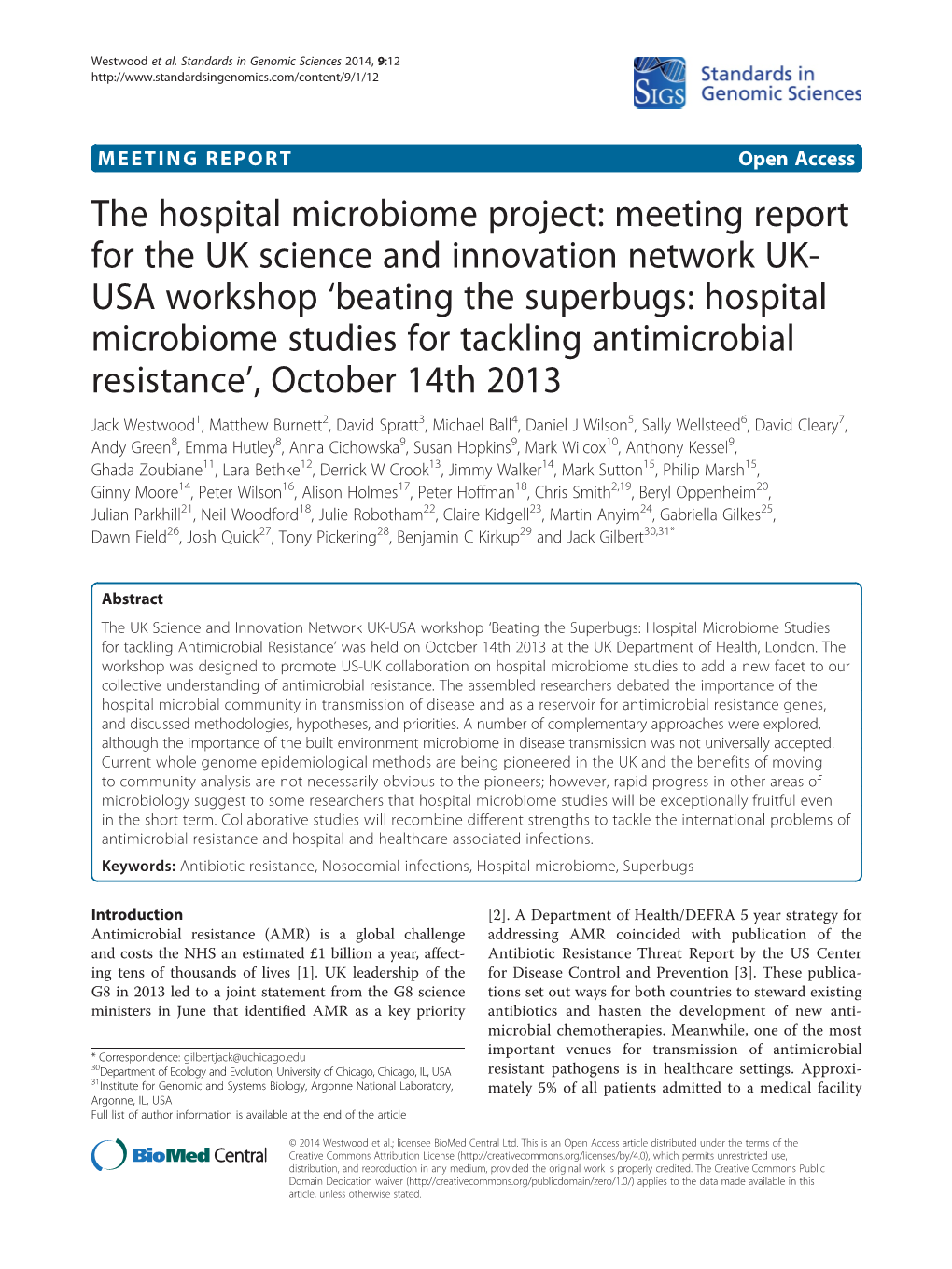 The Hospital Microbiome Project
