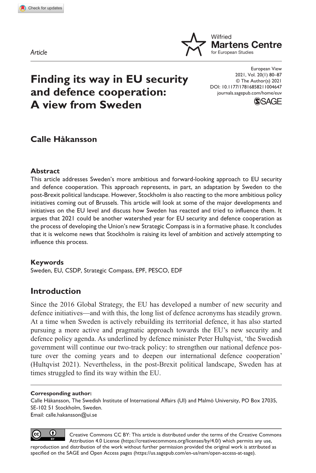 Finding Its Way in EU Security and Defence Cooperation