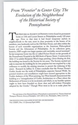 To Center City: the Evolution of the Neighborhood of the Historicalsociety of Pennsylvania