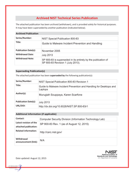 Guide to Malware Incident Prevention and Handling