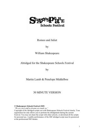 Romeo and Juliet by William Shakespeare Abridged for The