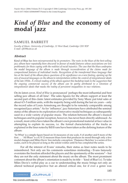 Kind of Blue and the Economy of Modal Jazz
