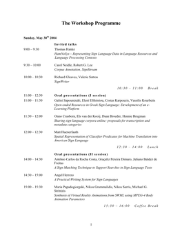 The Workshop Programme