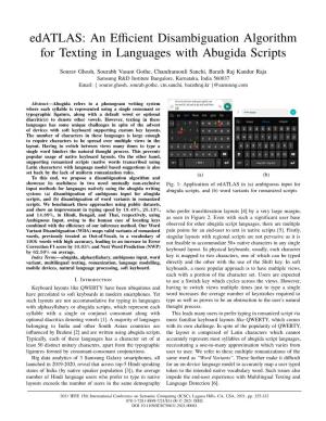 Edatlas: an Efficient Disambiguation Algorithm for Texting in Languages with Abugida Scripts
