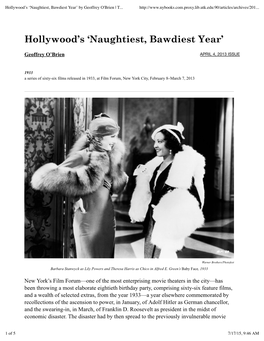 Hollywood's 'Naughtiest, Bawdiest Year' by Geoffrey O'brien | the New York Review of Books