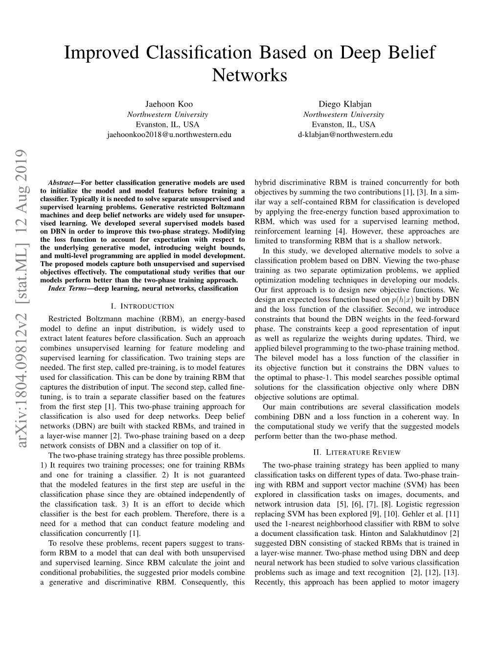 Improved Classification Based on Deep Belief Networks