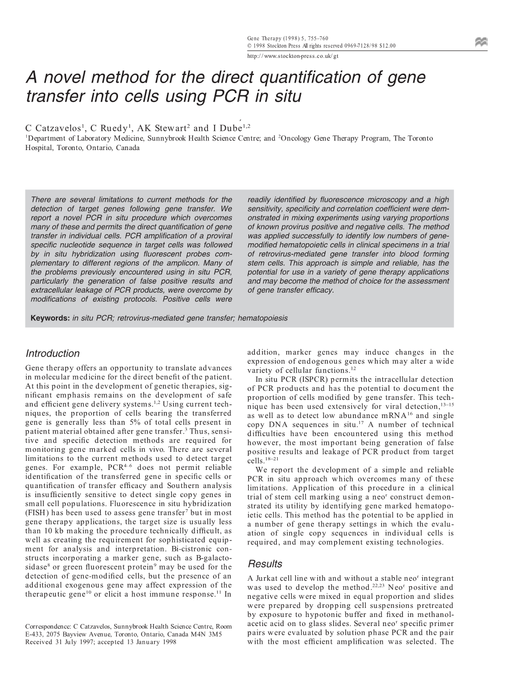 A Novel Method for the Direct Quantification of Gene Transfer Into