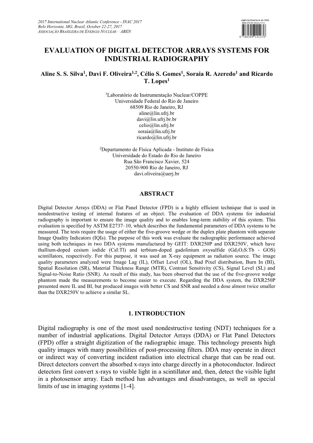 Evaluation of Digital Detector Arrays Systems for Industrial Radiography