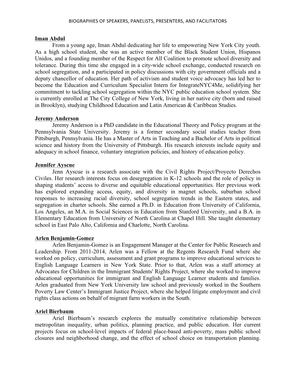 Panelists Bios.Pdf