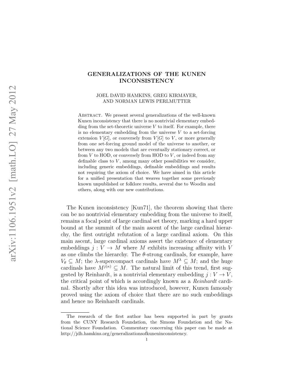 Arxiv:1106.1951V2 [Math.LO] 27 May 2012 H,Teﬁs Urgtrftto Falrecria Xo.O This on Element of Axiom