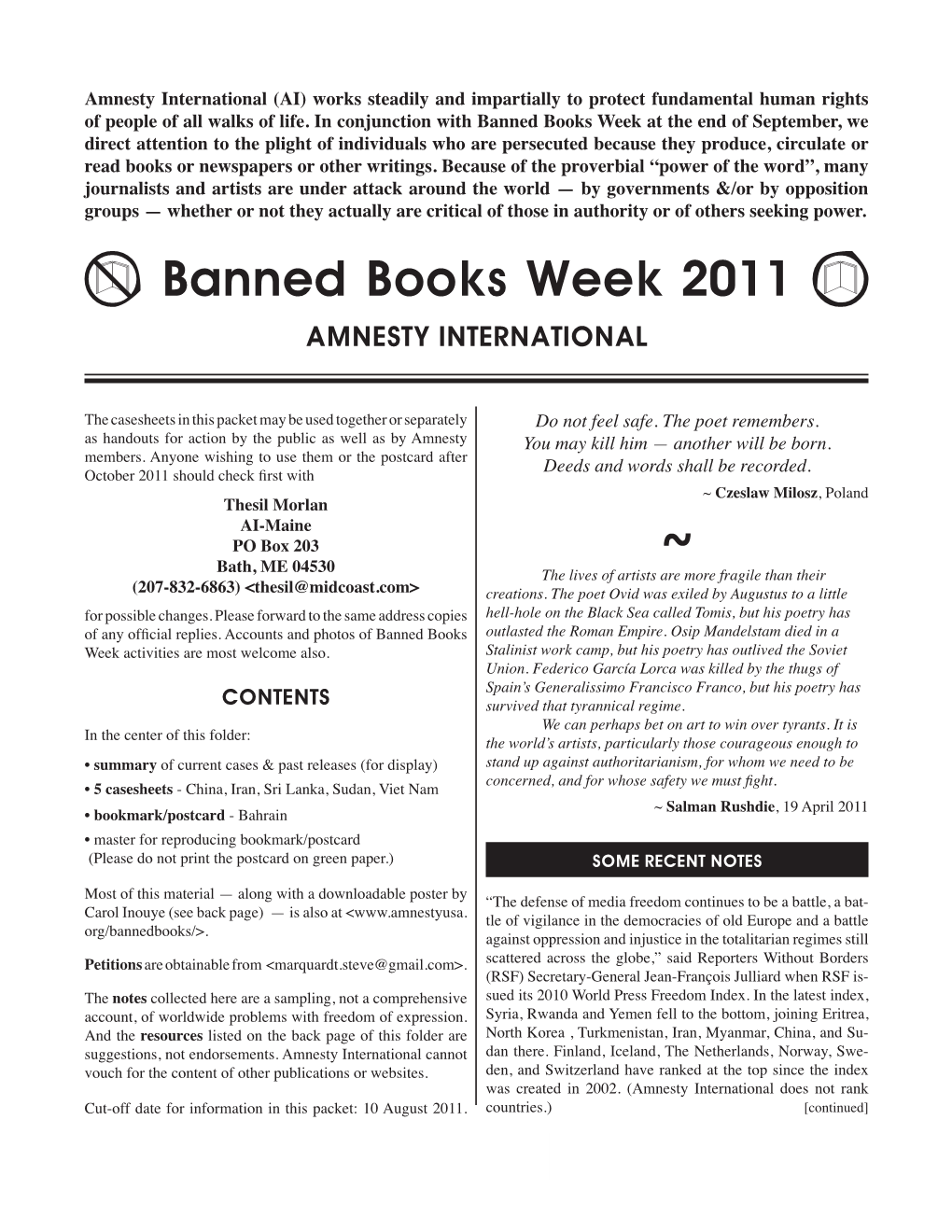 ˝ Banned Books Week 2011 ˝´