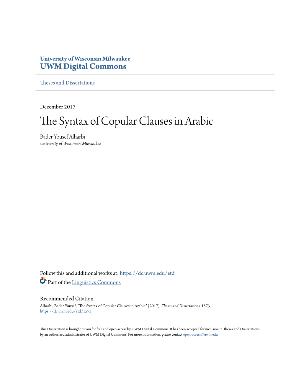 The Syntax of Copular Clauses in Arabic