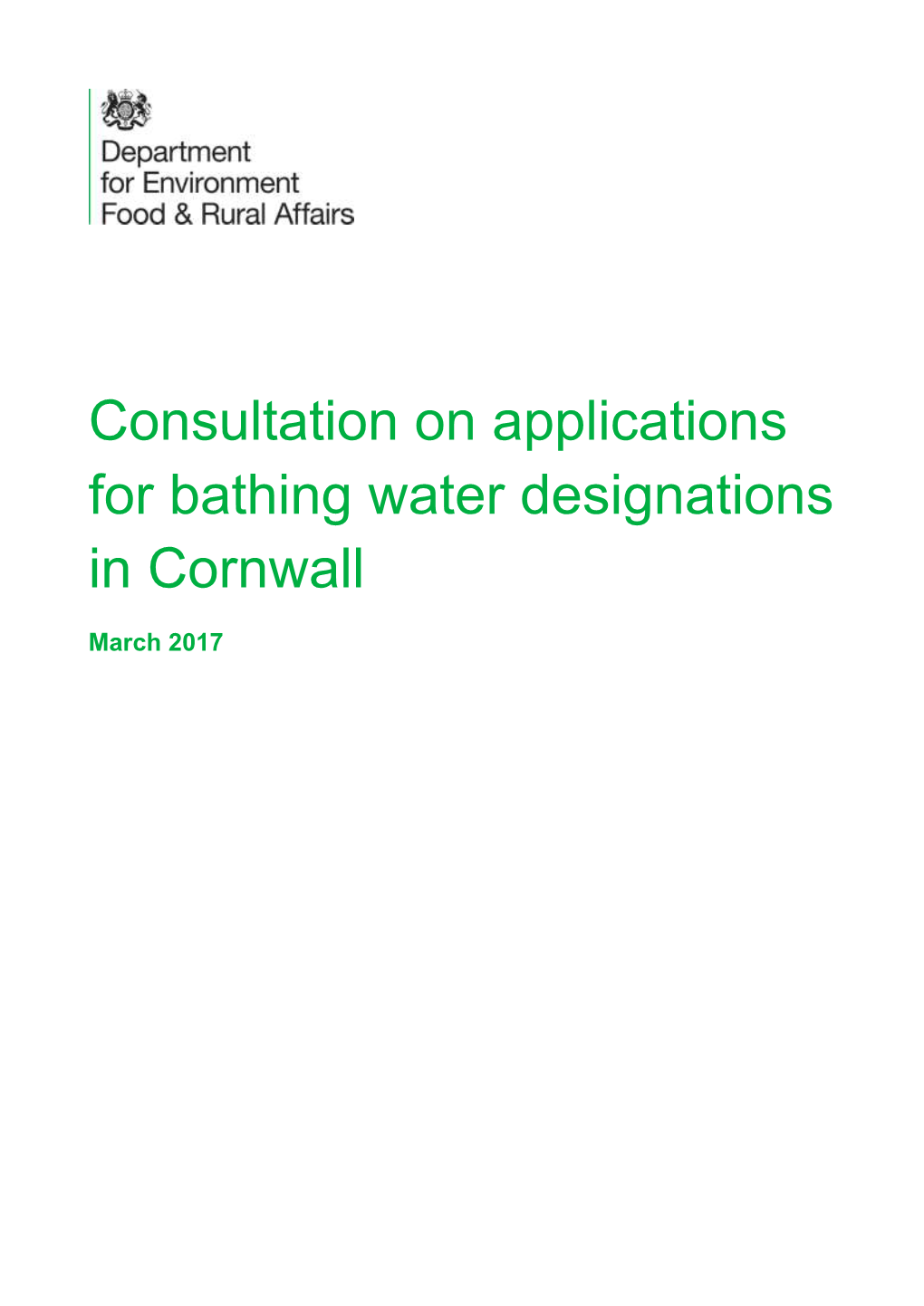 Consultation on Applications for Bathing Water Designations in Cornwall