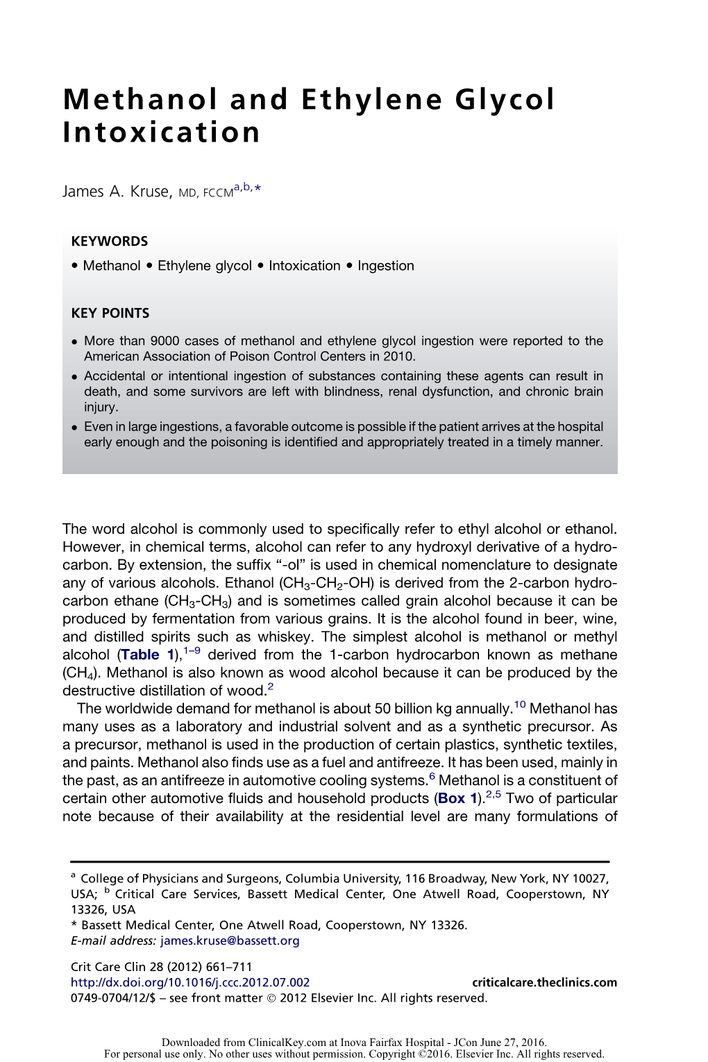 Methanol and Ethylene Glycol Intoxication