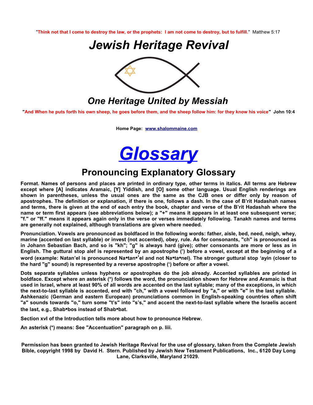 Glossary Pronouncing Explanatory Glossary Format