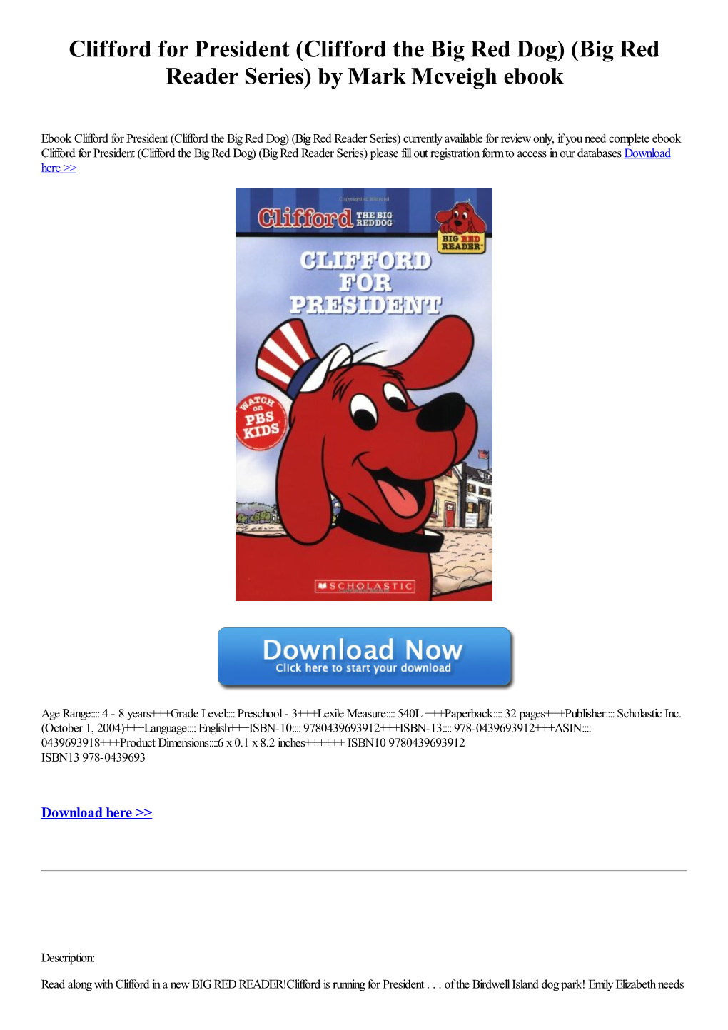 Clifford the Big Red Dog) (Big Red Reader Series) by Mark Mcveigh Ebook
