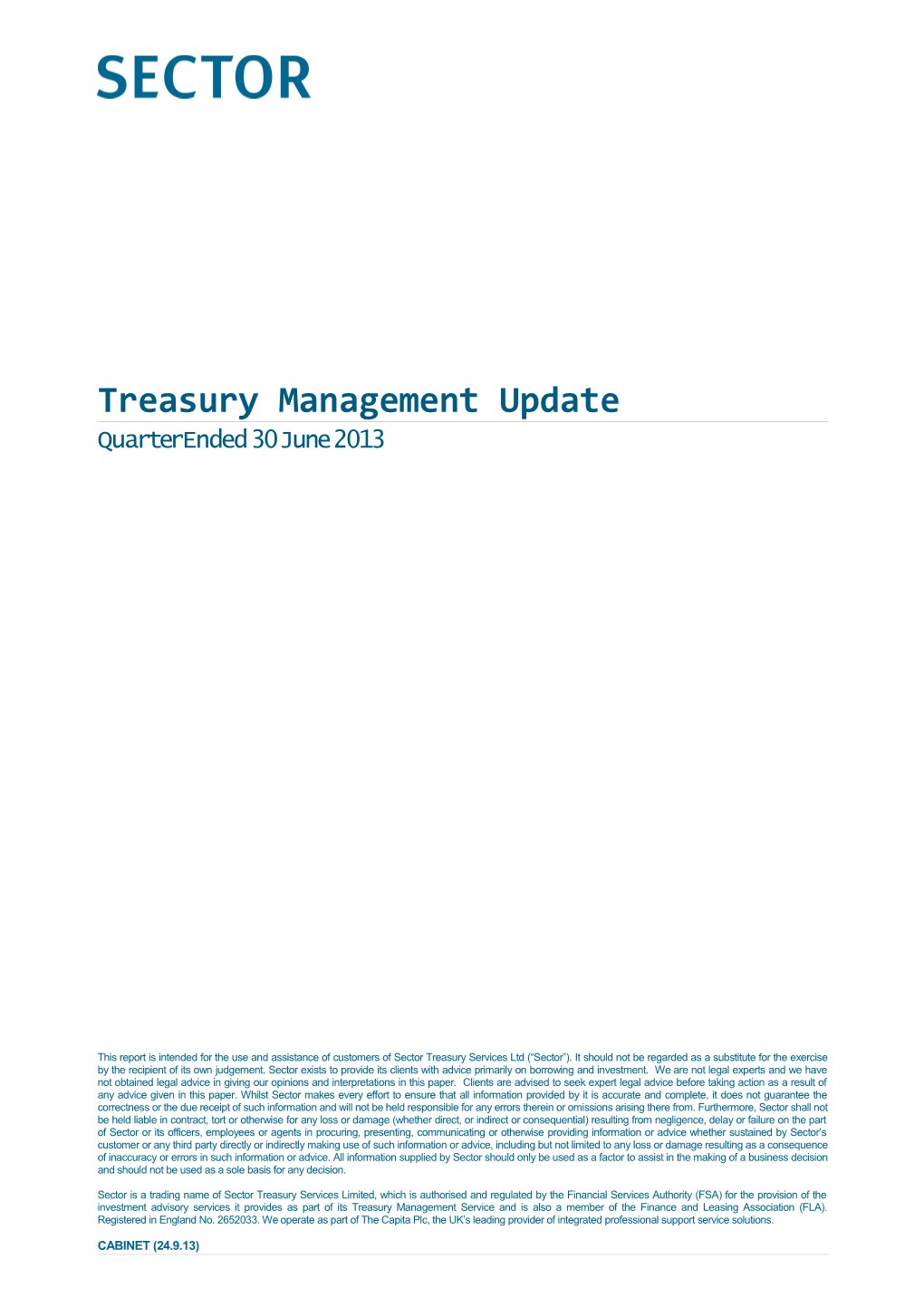 Treasury Management Update