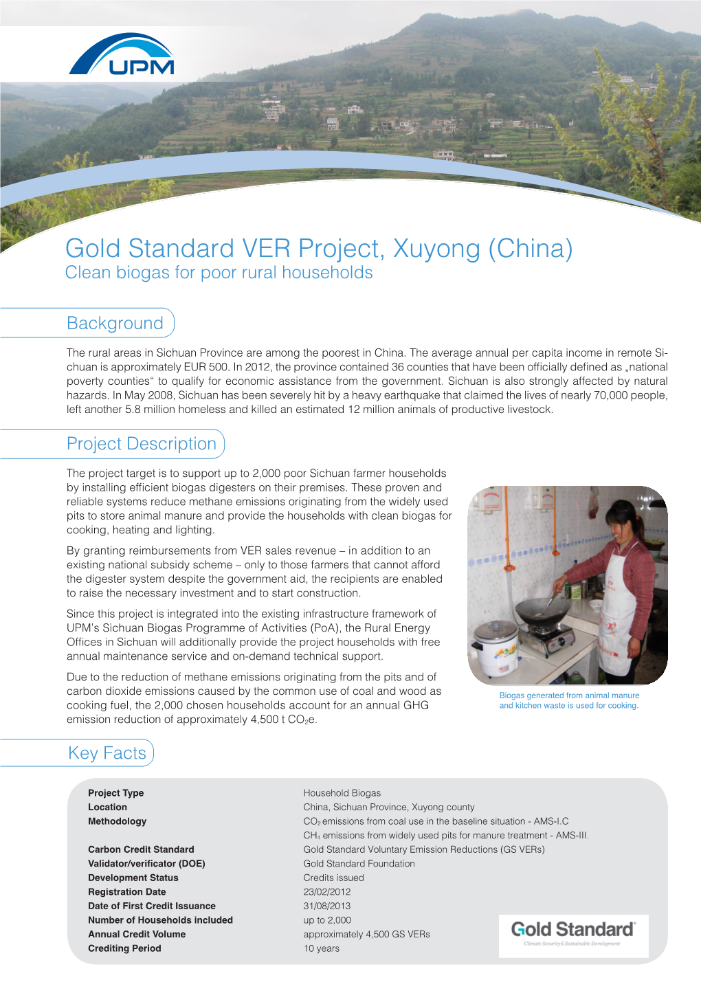 Gold Standard VER Project, Xuyong (China) Clean Biogas for Poor Rural Households