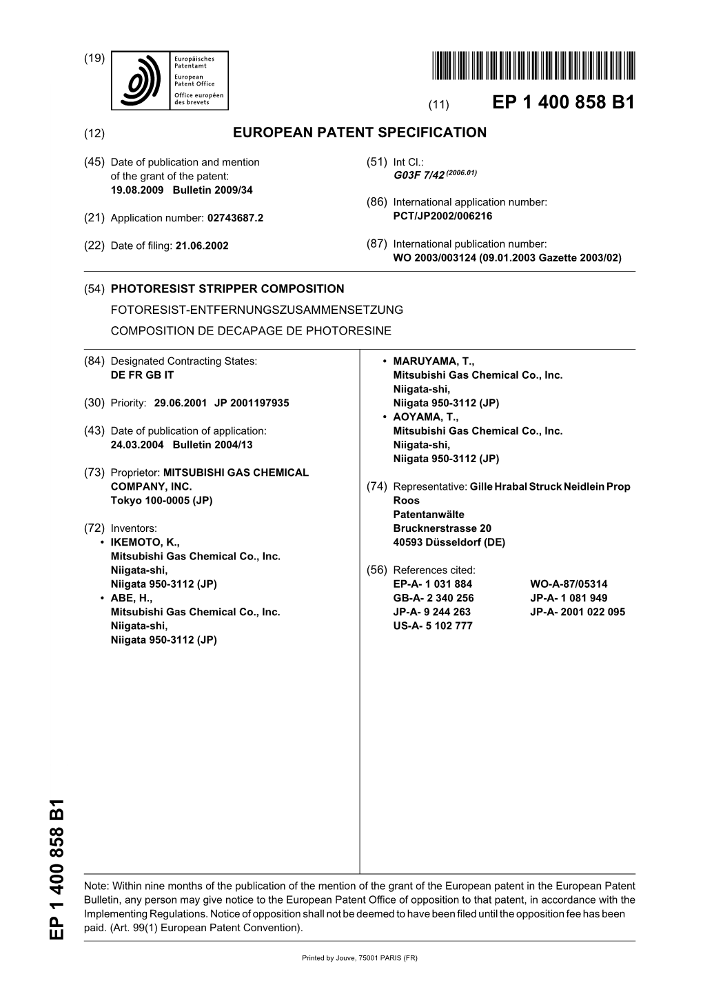 Photoresist Stripper Composition Fotoresist-Entfernungszusammensetzung Composition De Decapage De Photoresine