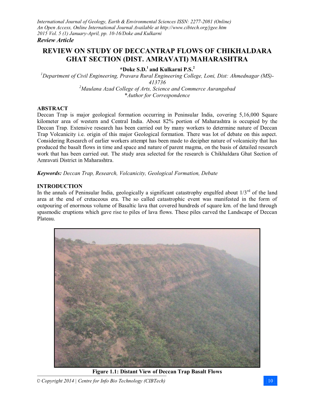 Review on Study of Deccantrap Flows of Chikhaldara Ghat Section (Dist