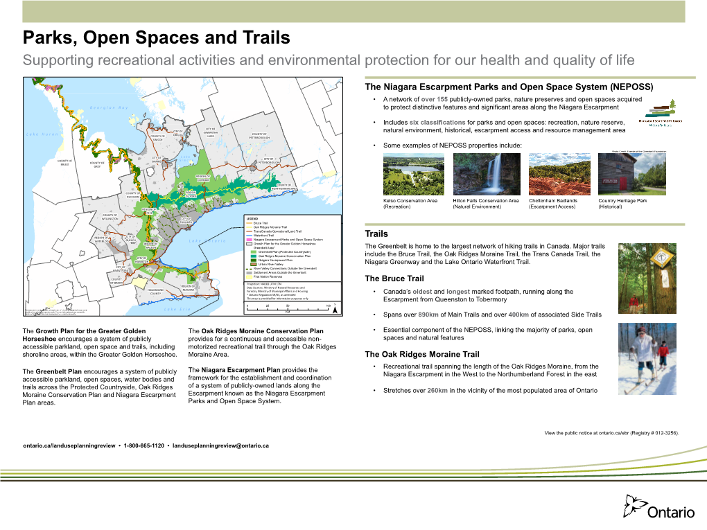 Parks, Open Spaces and Trails Supporting Recreational Activities and Environmental Protection for Our Health and Quality of Life