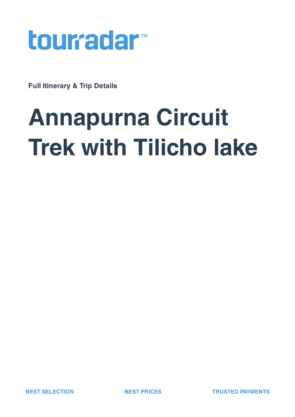 Annapurna Circuit Trek with Tilicho Lake