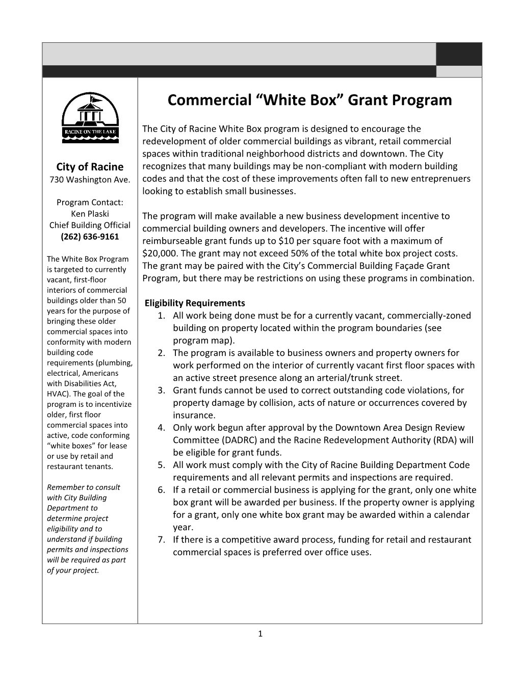 White Box” Grant Program