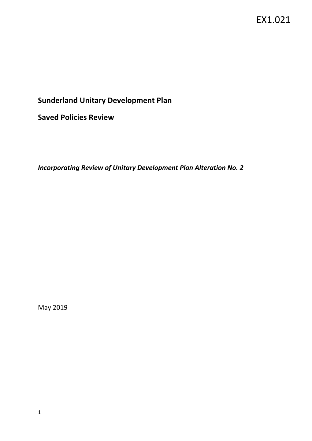 EX1.021 Unitary Development Plan