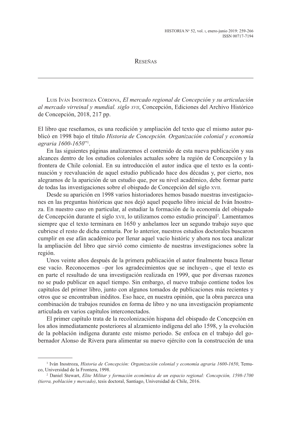 Luis Iván Inostroza Córdova, El Mercado Regional De Concepción Y Su Articulación Al Mercado Virreinal Y Mundial