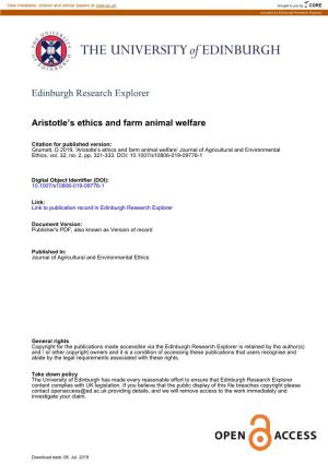 Aristotle's Ethics and Farm Animal Welfare