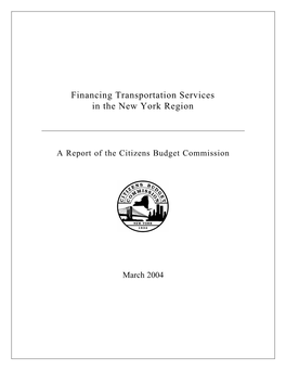 Financing Transportation Services in the New York Region