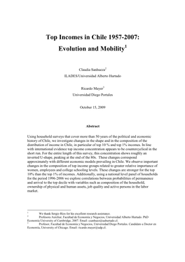 Top Incomes in Chile 1957-2007: Evolution and Mobility 1