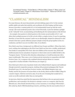 “Classical” Minimalism