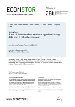 A Test of the Rational Expectations Hypothesis Using Data from a Natural Experiment