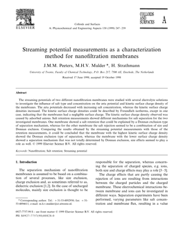 Streaming Potential Measurements As a Characterization Method for Nanoﬁltration Membranes