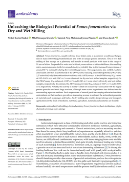 Unleashing the Biological Potential of Fomes Fomentarius Via Dry and Wet Milling