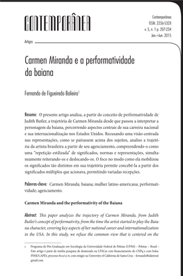 Carmen Miranda E a Performatividade Da Baiana