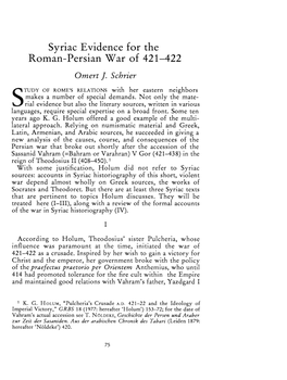 Syriac Evidence for the Roman-Persian War of 421-422 , Greek, Roman and Byzantine Studies, 33:1 (1992:Spring) P.75