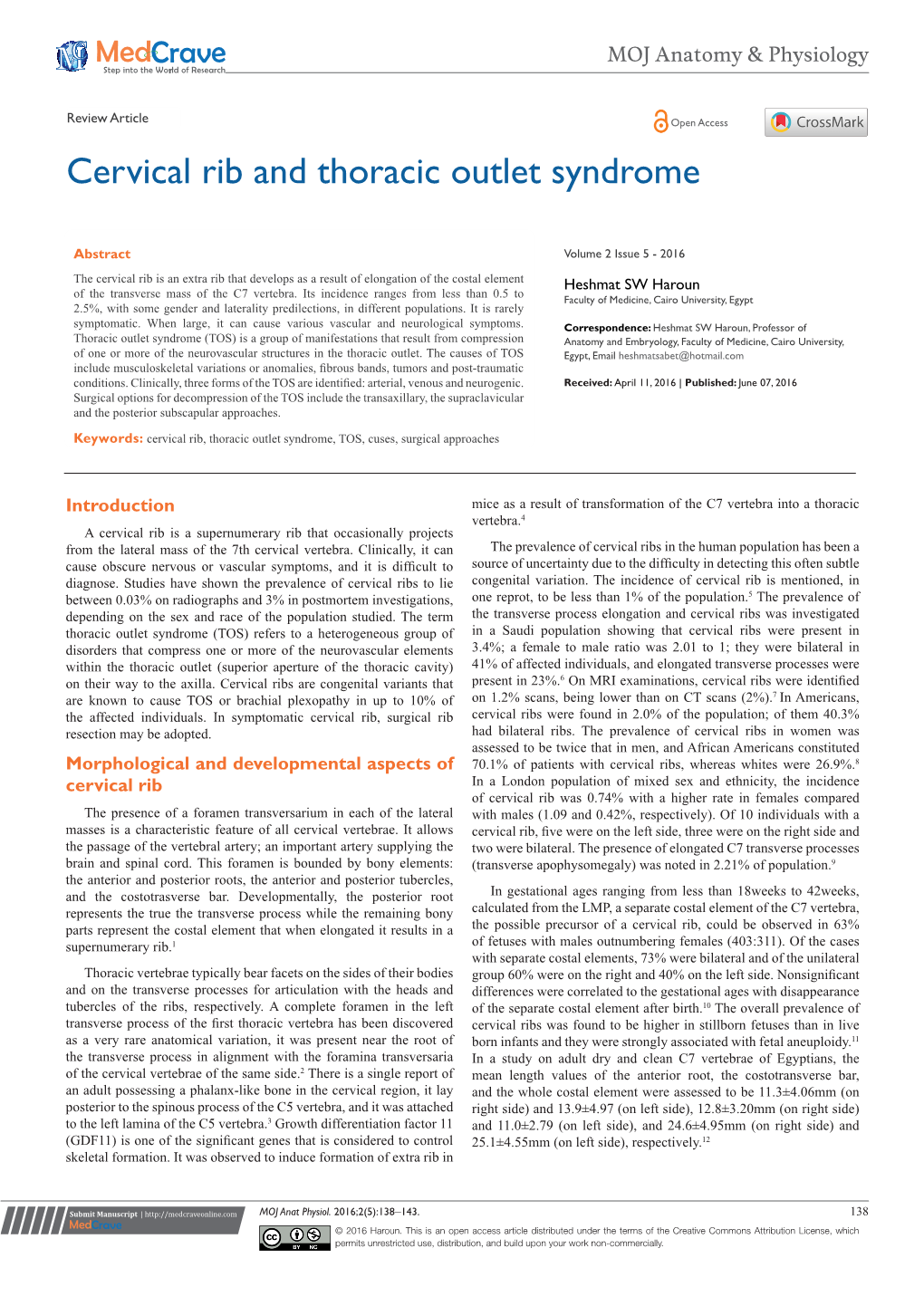 Cervical Rib and Thoracic Outlet Syndrome