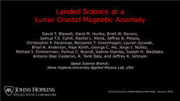 Landed Science at a Lunar Crustal Magnetic Anomaly