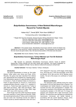 A New Boletoid Macrofungus Record for Turkish Mycota