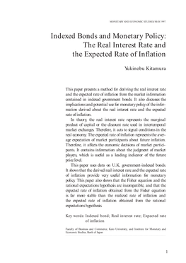Indexed Bonds and Monetary Policy: the Real Interest Rate and the Expected Rate of Inflation