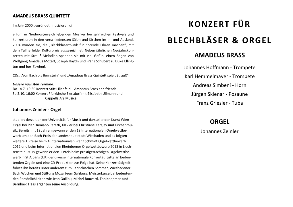 Konzert Für Blechbläser & Orgel