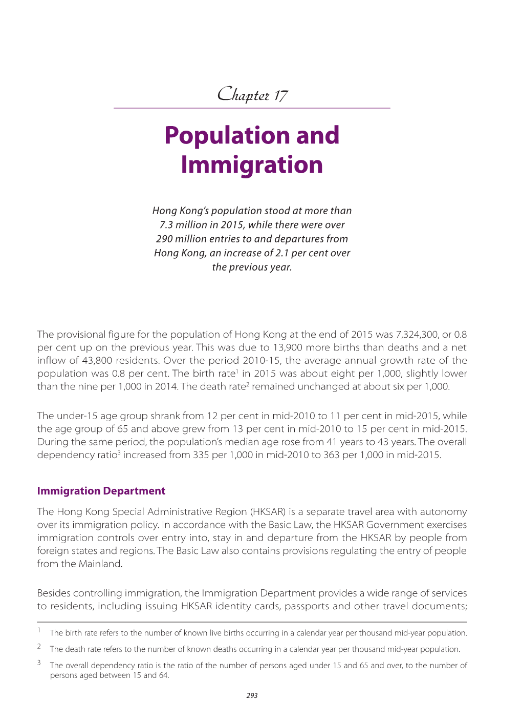 Population and Immigration