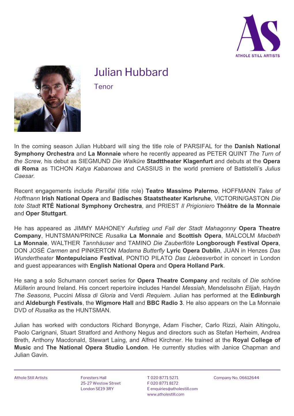 Julian Hubbard Tenor