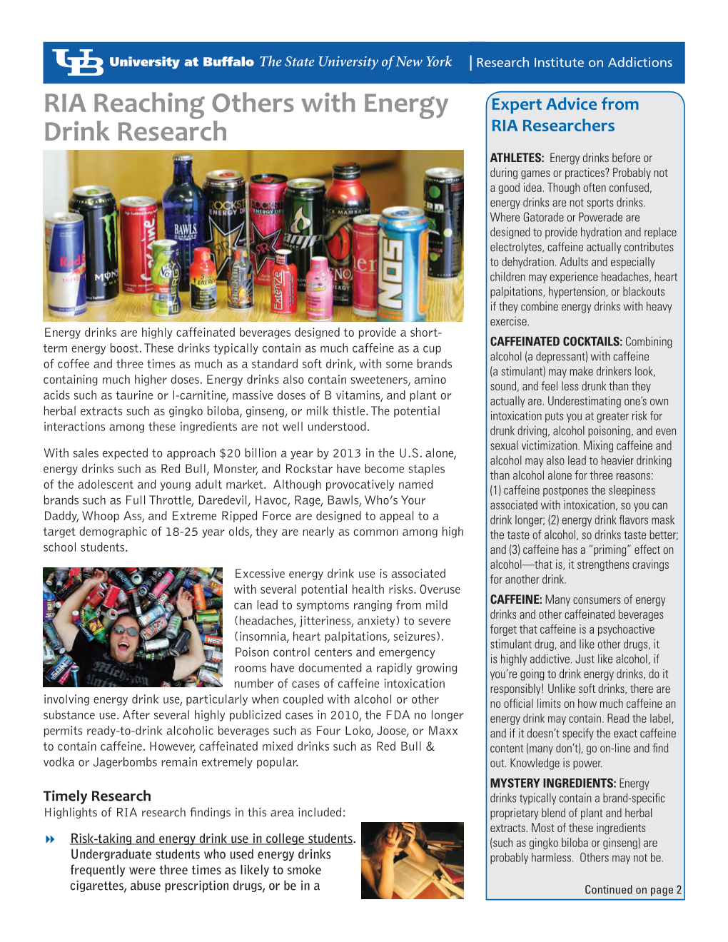 RIA Reaching Others with Energy Drink Research