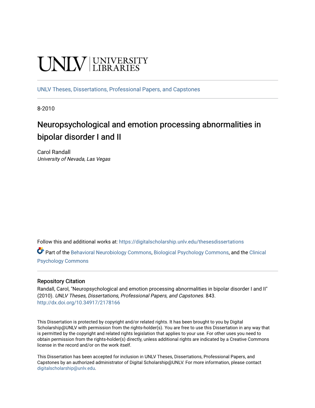 Neuropsychological and Emotion Processing Abnormalities in Bipolar Disorder I and II